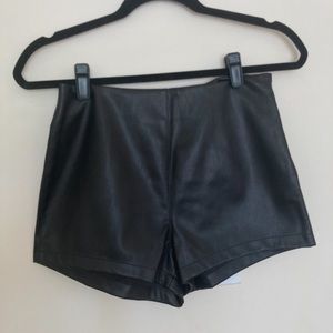 forever21 faux black leather shorts